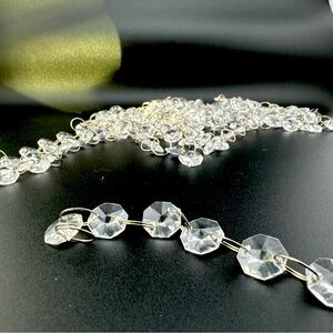 Salvaged Strands Graduated Clear Octagon Prism Chandelier Crystal Garlands Set